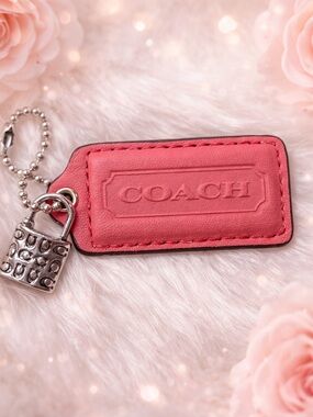 Coach Pink Leather Bag Tag